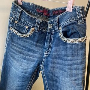 Rhinestone boot cut denim jeans